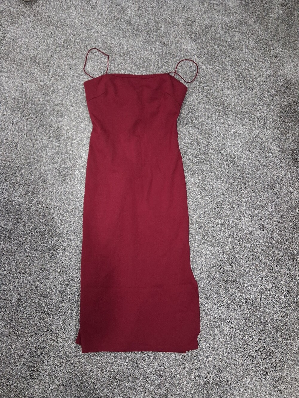 Francesca's Dee Elly Burgandy Red Square Neck Midi Dress Size Small